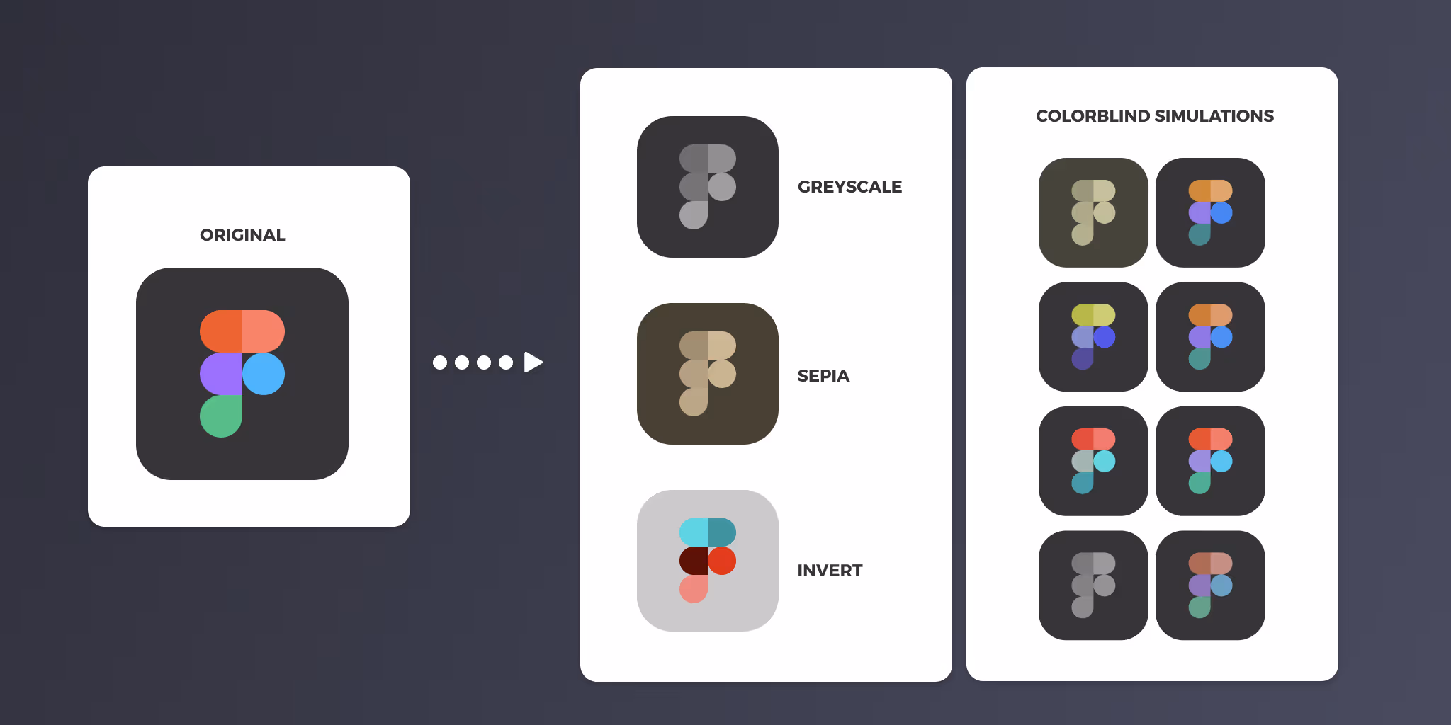 Image of Figma Color filters depicting simple plugins that allows you to quickly convert all the colors in your selected layers or frames