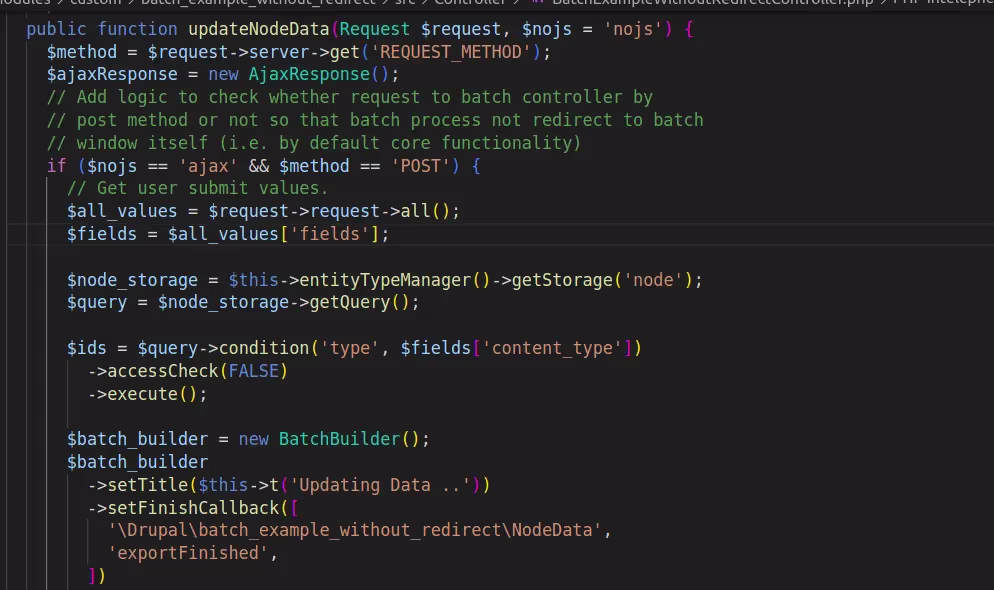 Implementation steps To Run batch through jquery ajax request