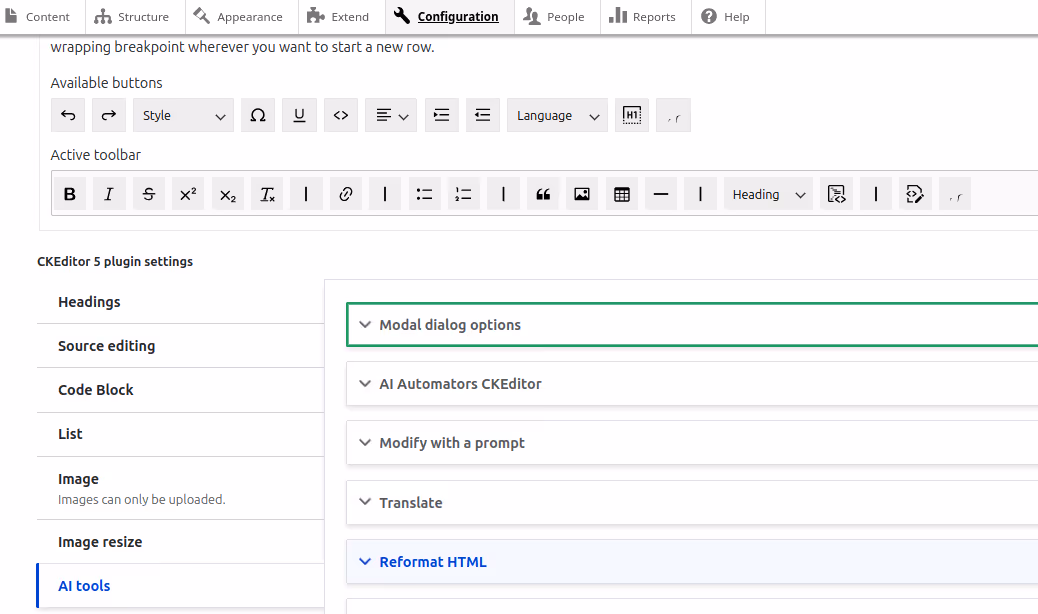 AI tools button