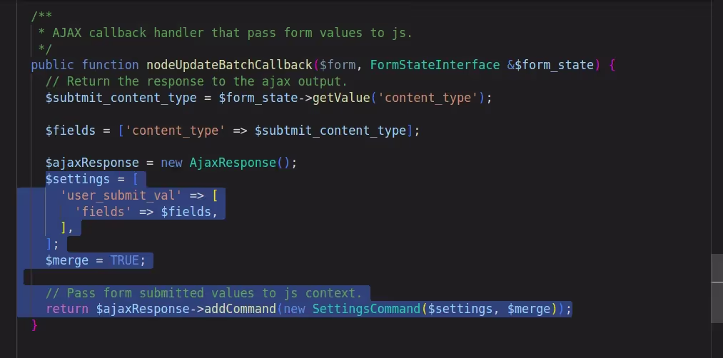 User interactive batch:Ajax callback
