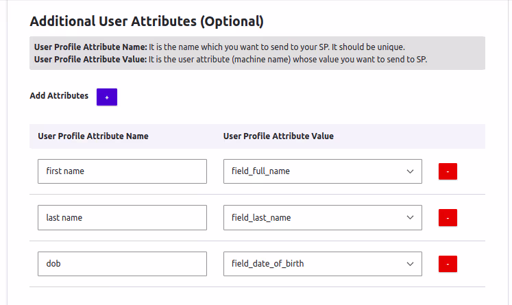 Aditional user attributes