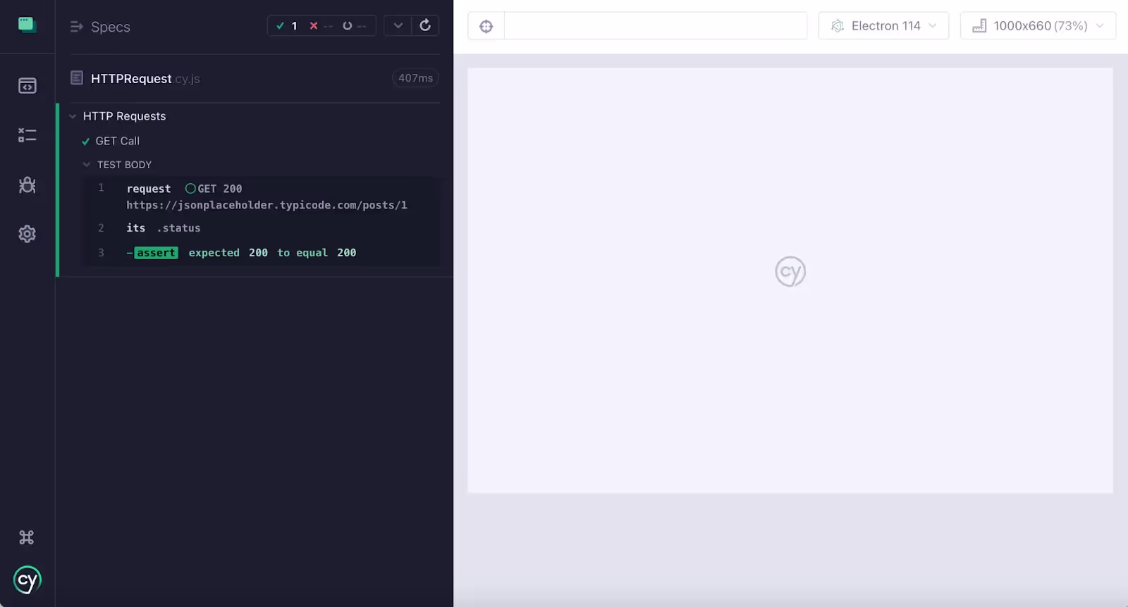 Cypress test response 200 success