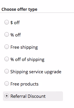 referral discount type