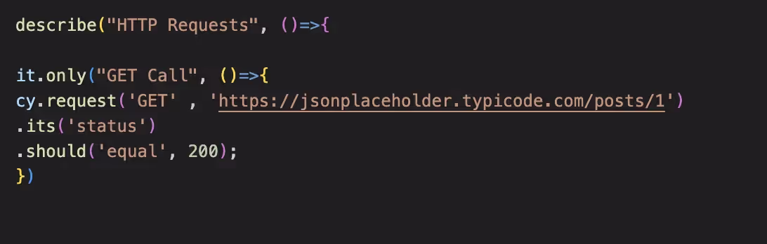 Cypress syntax for simple GET Request
