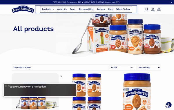 Dropdown menu accessible via Screen reader