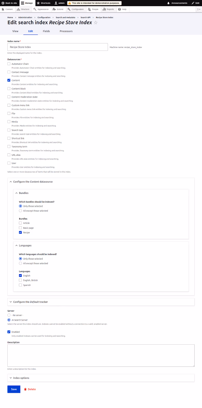 Creating a search index