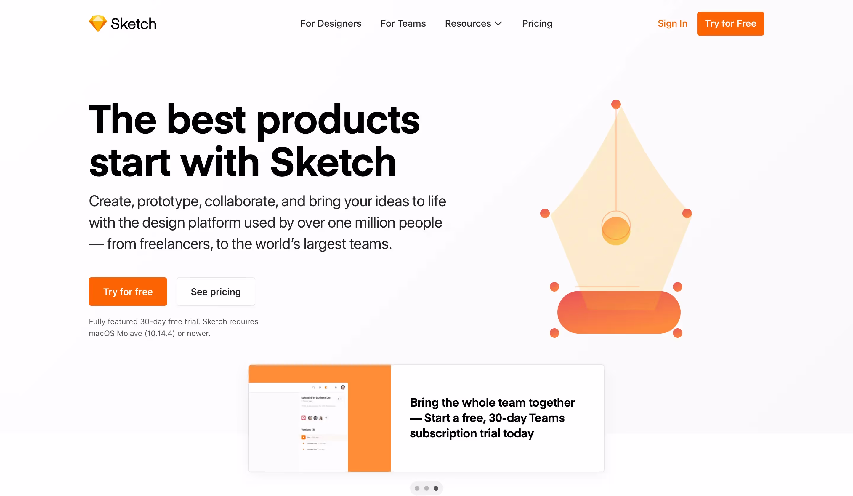 sketch app landing page