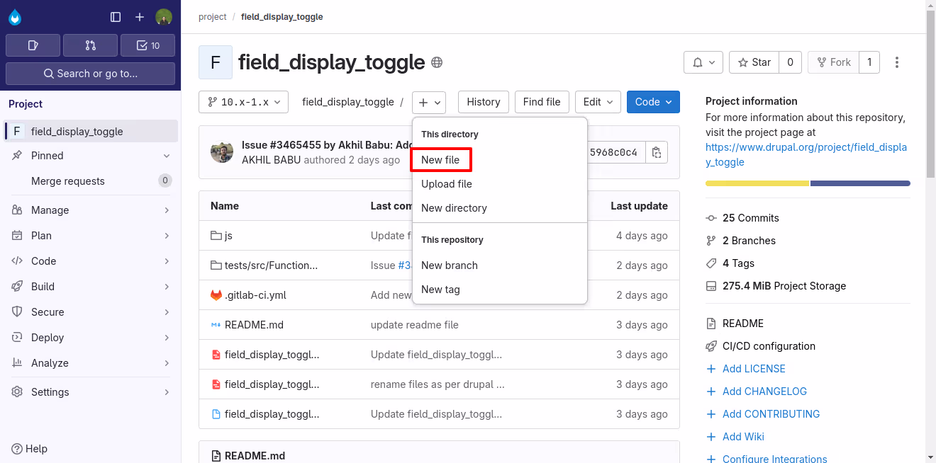 New File for GitLab CI Configuration