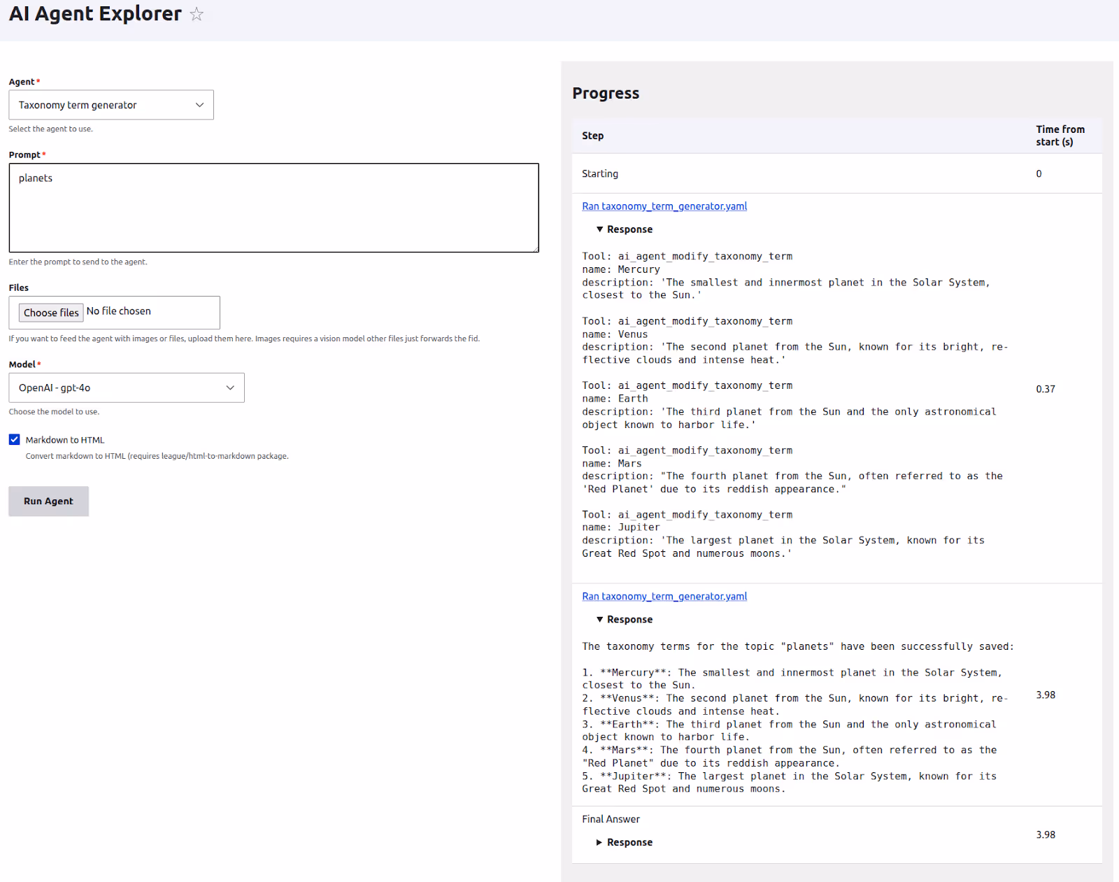 AI agent explorer