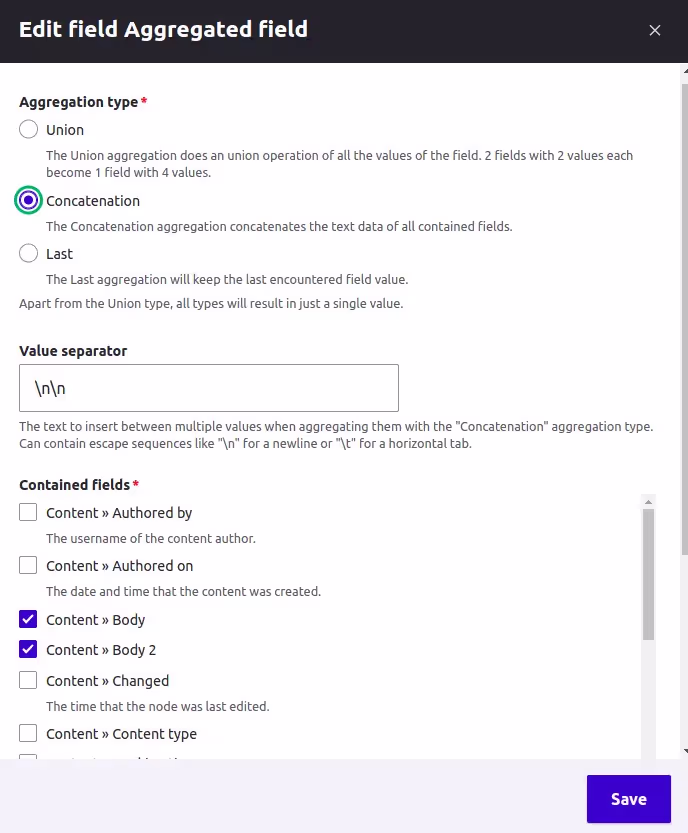aggregated field