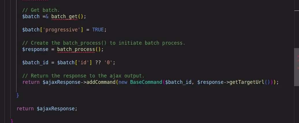 pass Implementation steps To Run batch through jquery ajax request to the returned ajax response
