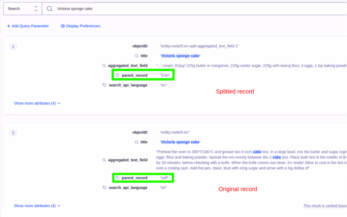 records splitting on Algolia dashboard