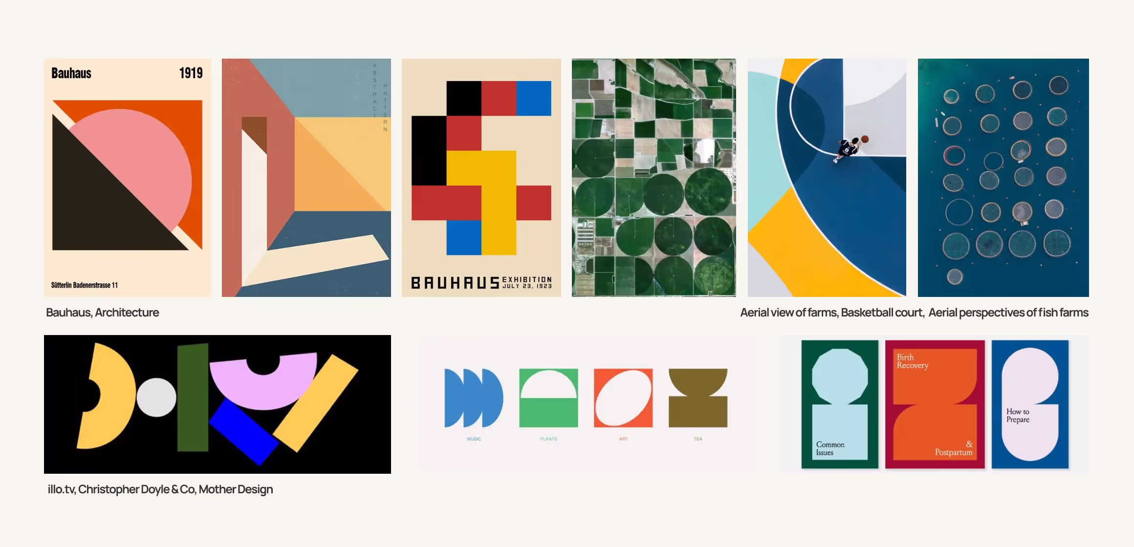Mood board for building visual design with shapes