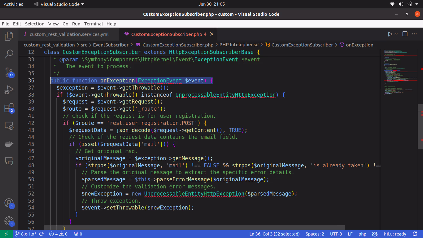 onException() handling errors