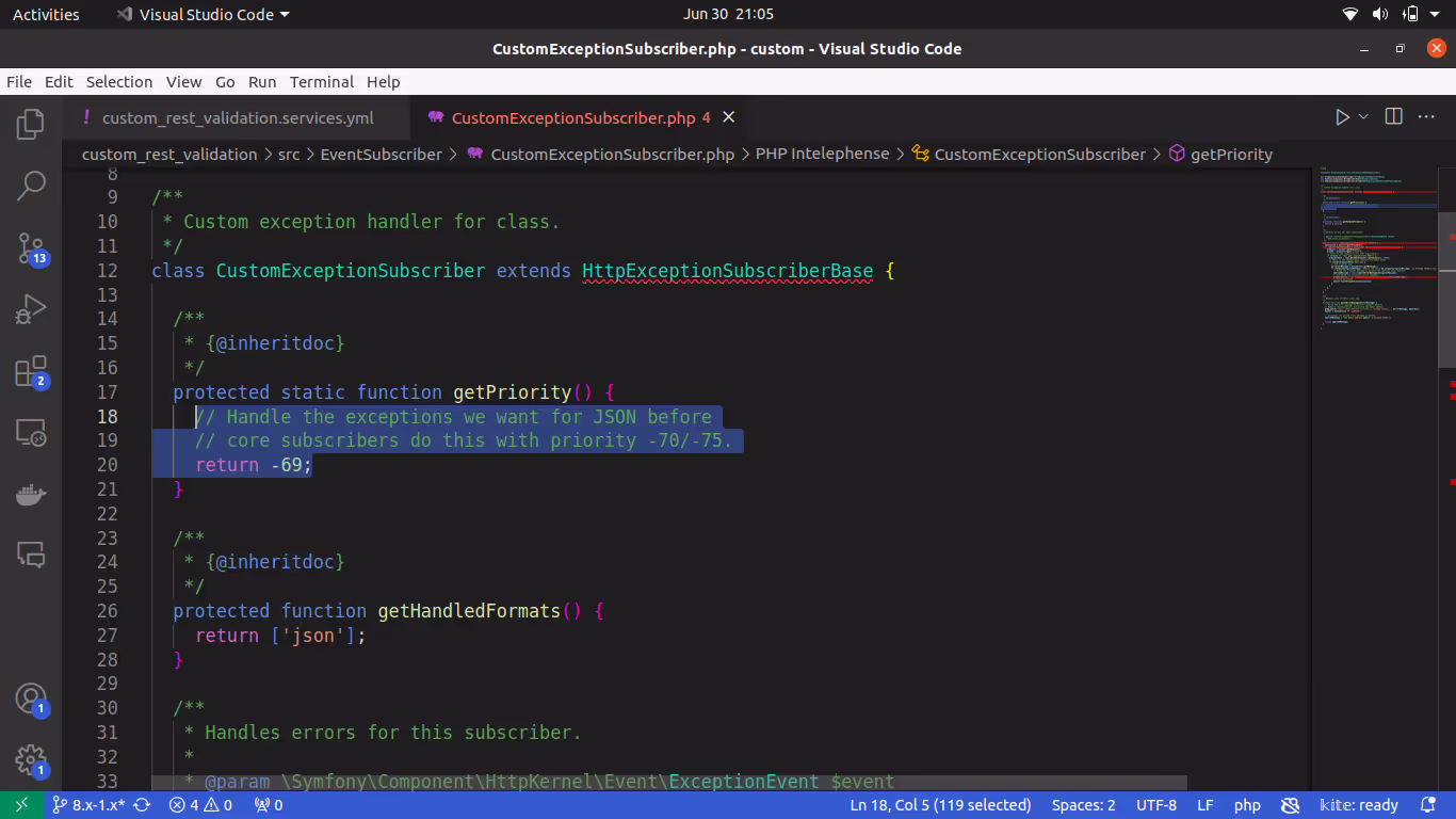 getPriority() handleing the exceptions 