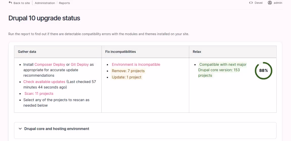 drupal 10 upgrade status