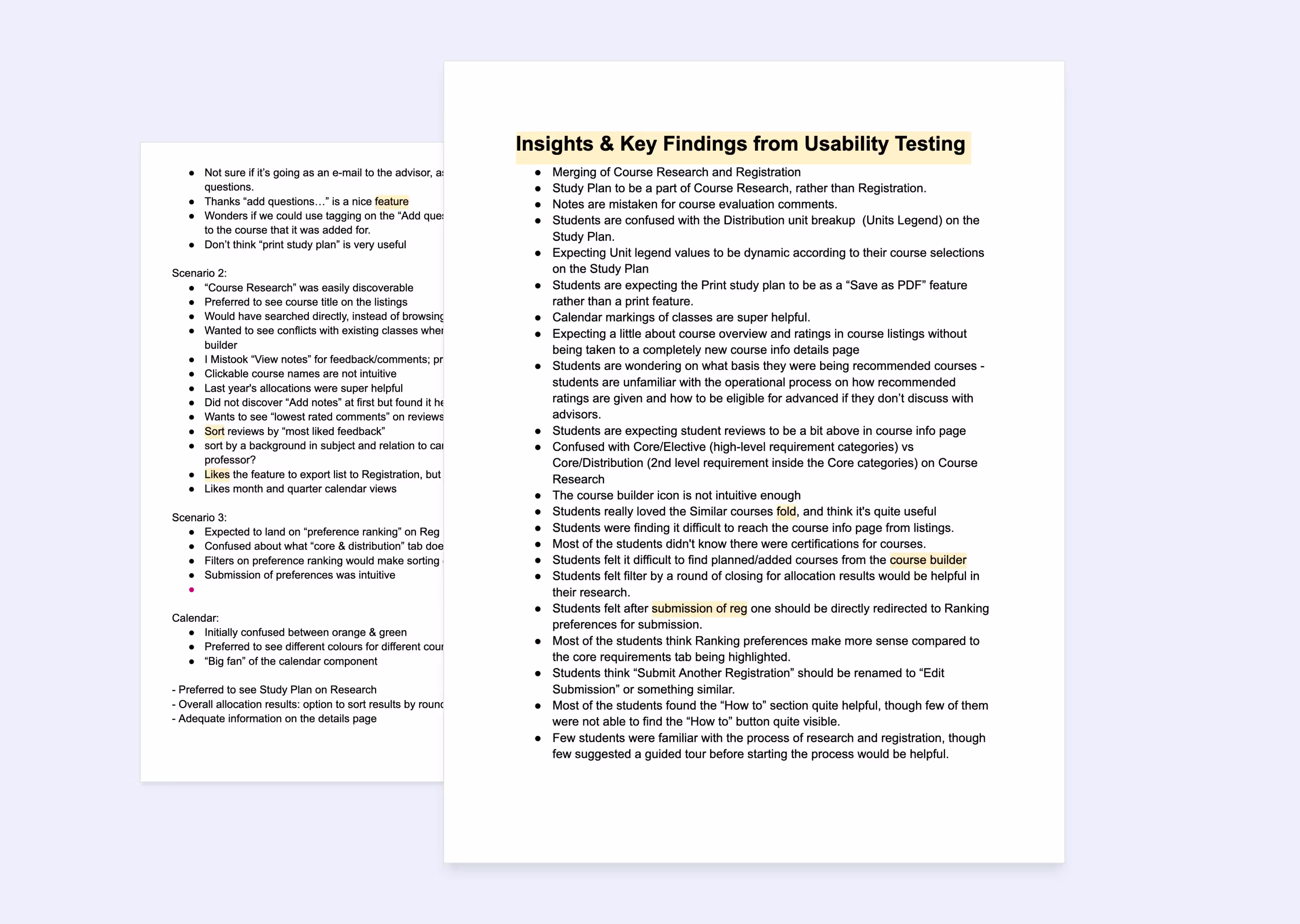 Insights & key findings from usability testing