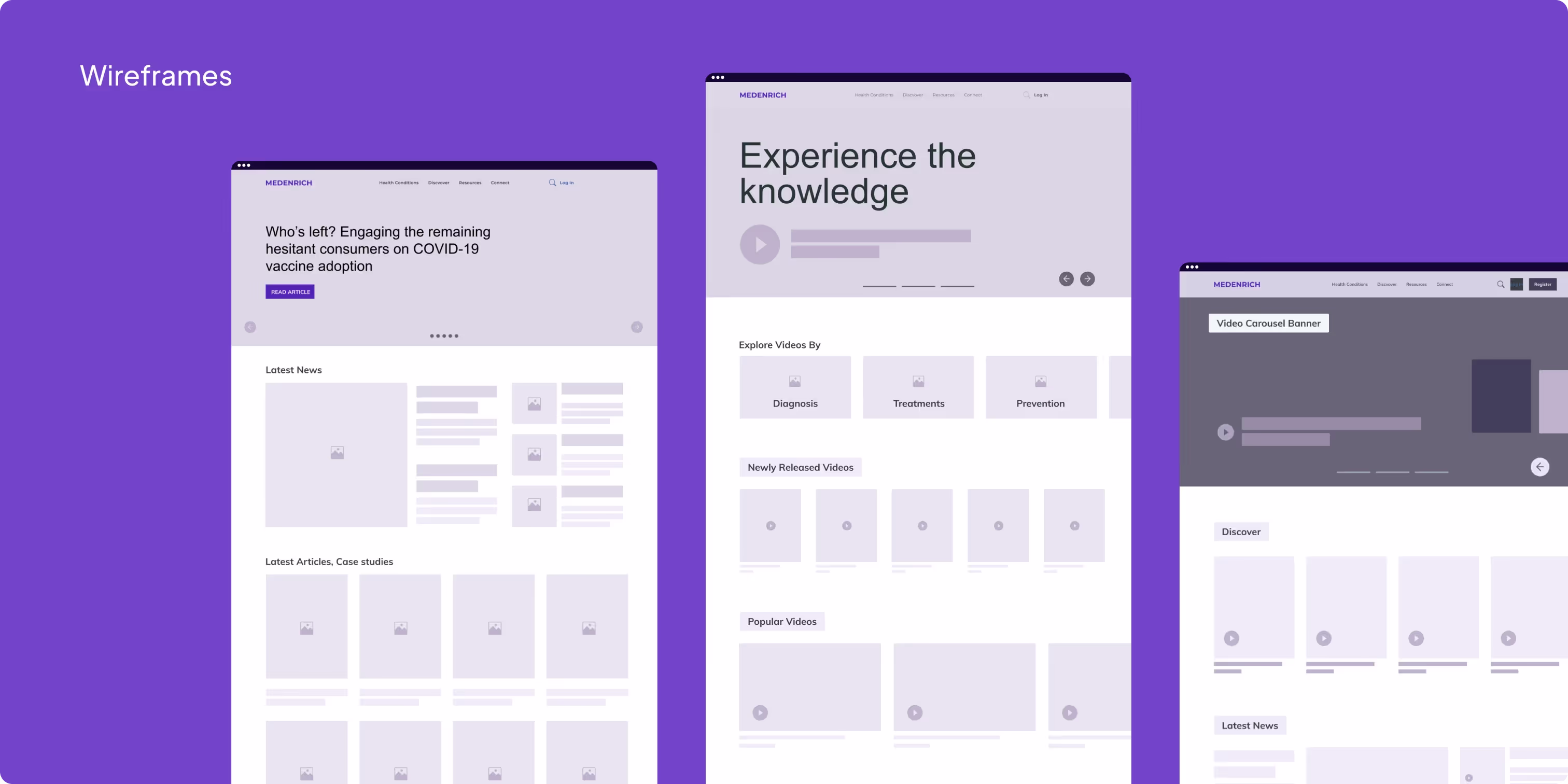 Wireframing to design iterations