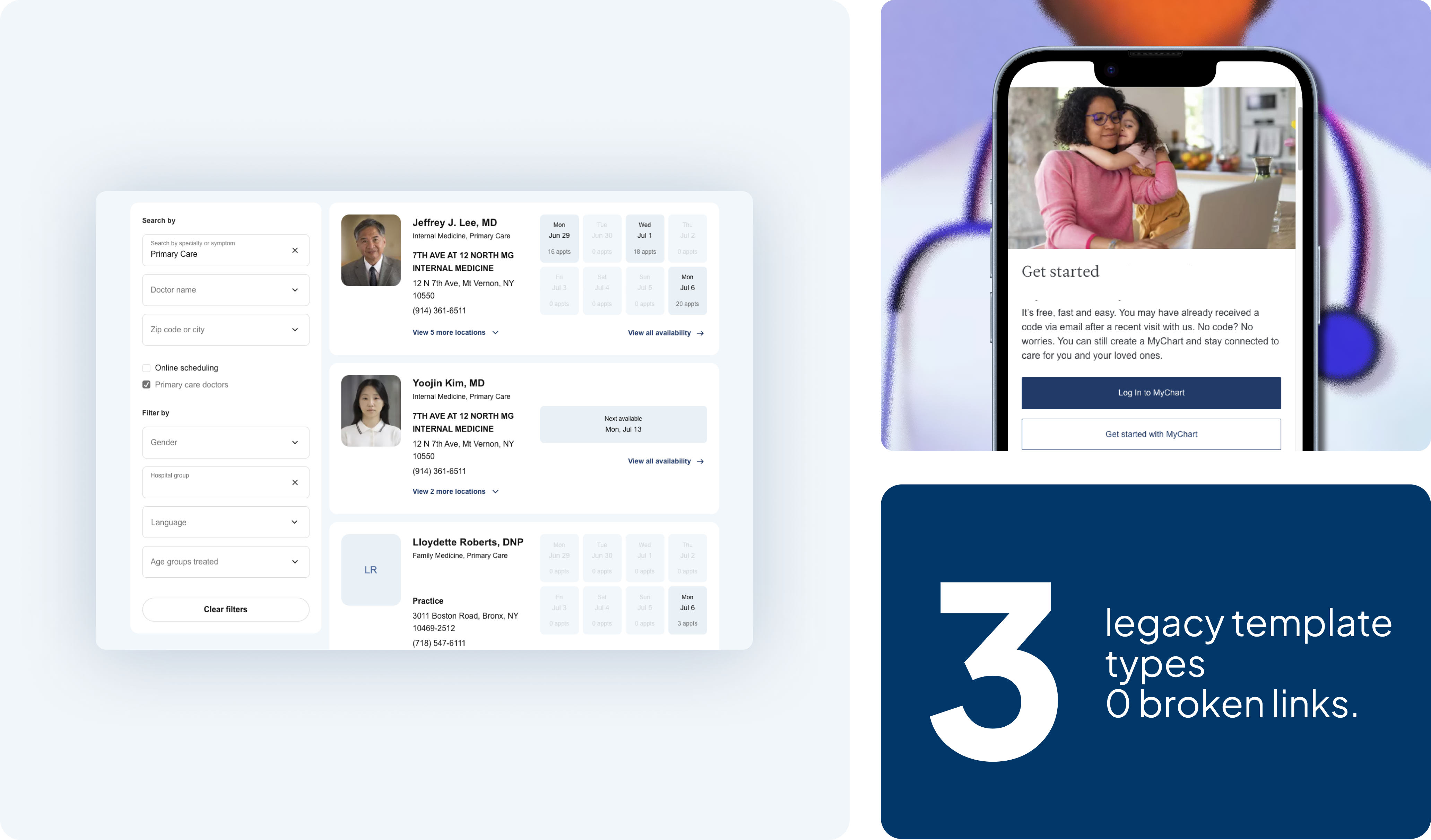 Clinical trials search interface