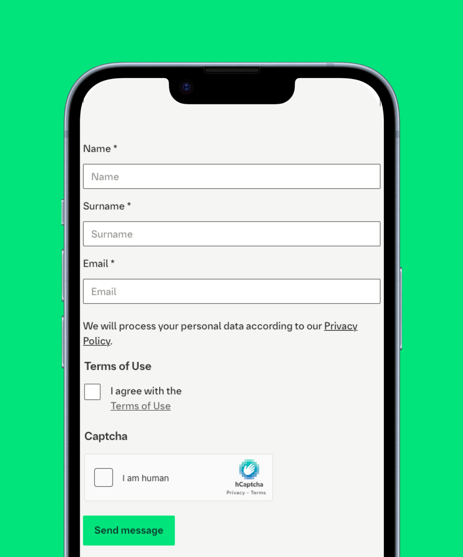Mobile contact form for a pharmaceutical website