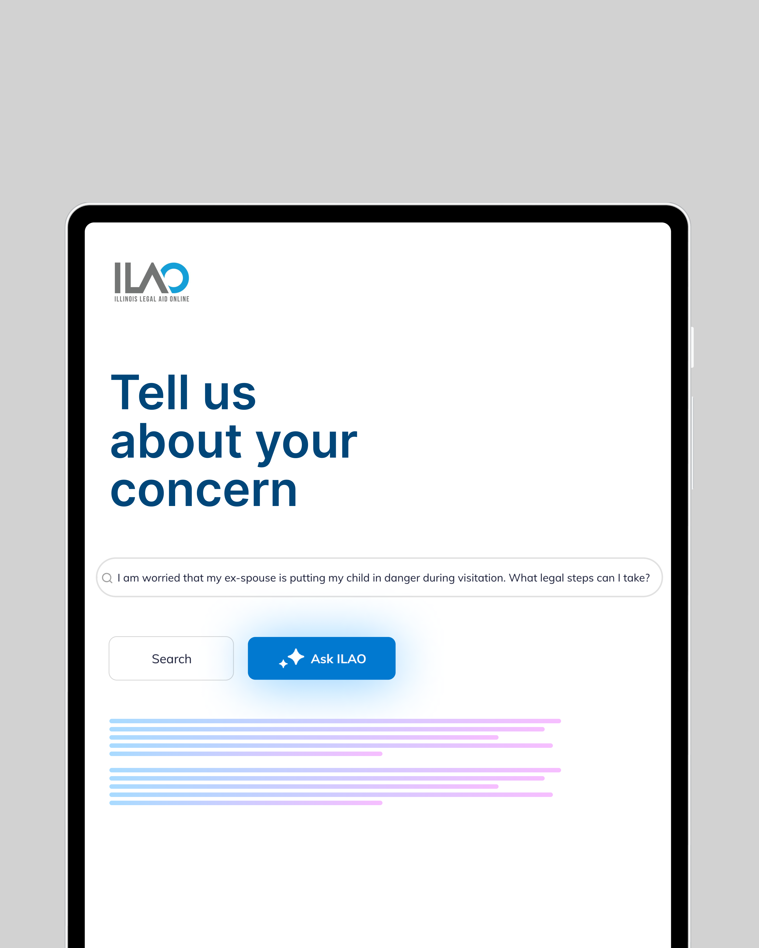 Illinois Legal Aid Online AI-powered semantic search and conversational assistant by QED42