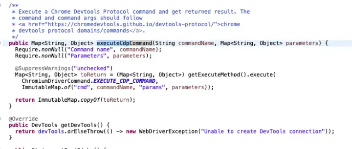 Selenium 4 Chrome DevTools