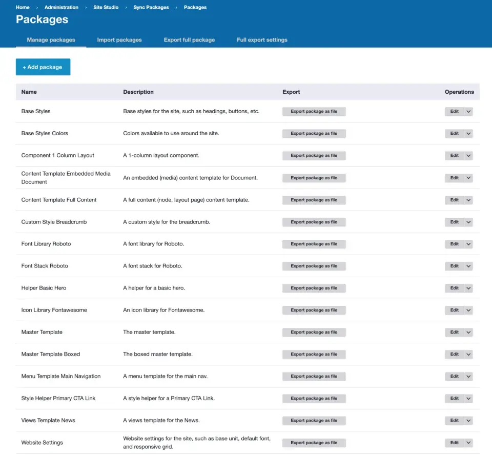 Site studio config management