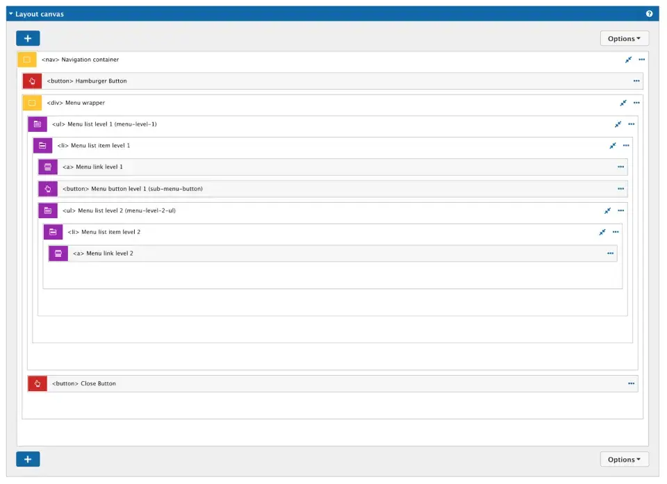 Hamburger menu with Acquia Site Studio