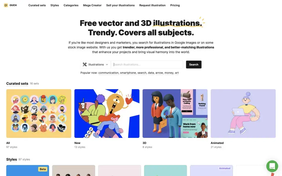 Screenshot from Ouch illustration library 