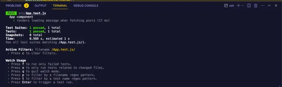 Testing React component in loading state