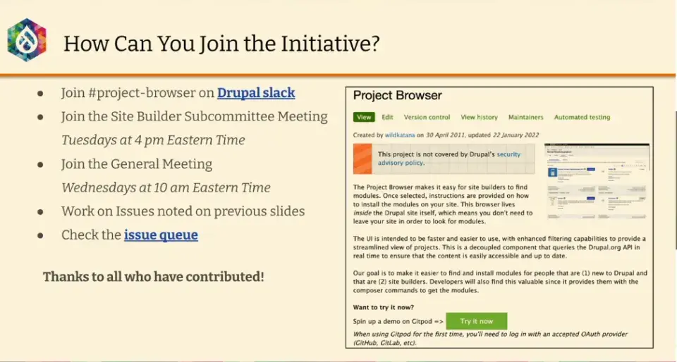 Project Browser Initiative