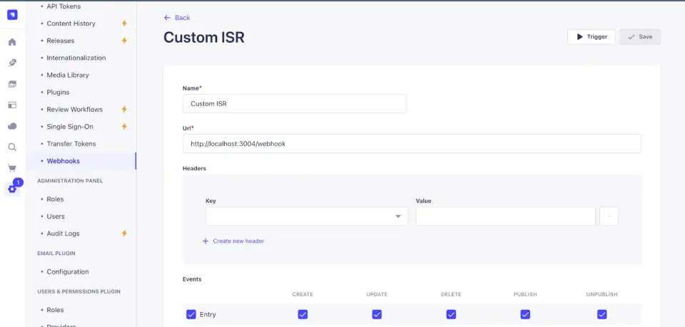Strapi Webhook creation