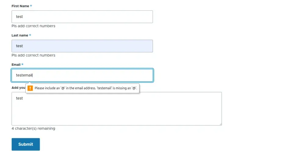 Form Validation Issues and fixes