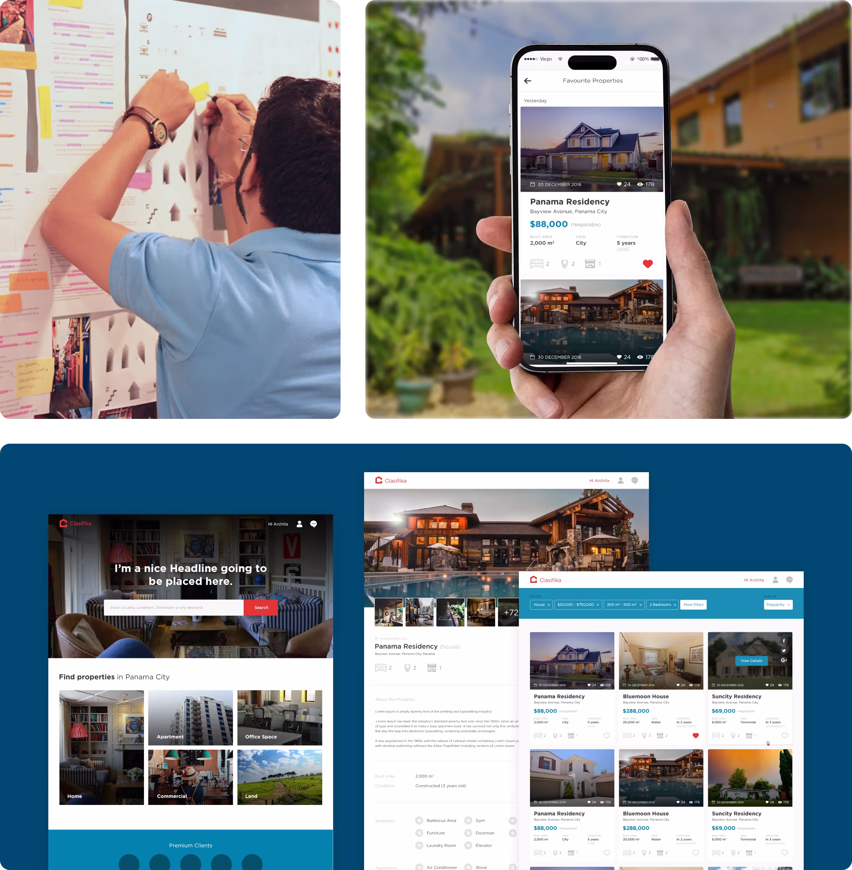 Clasifika app mockup